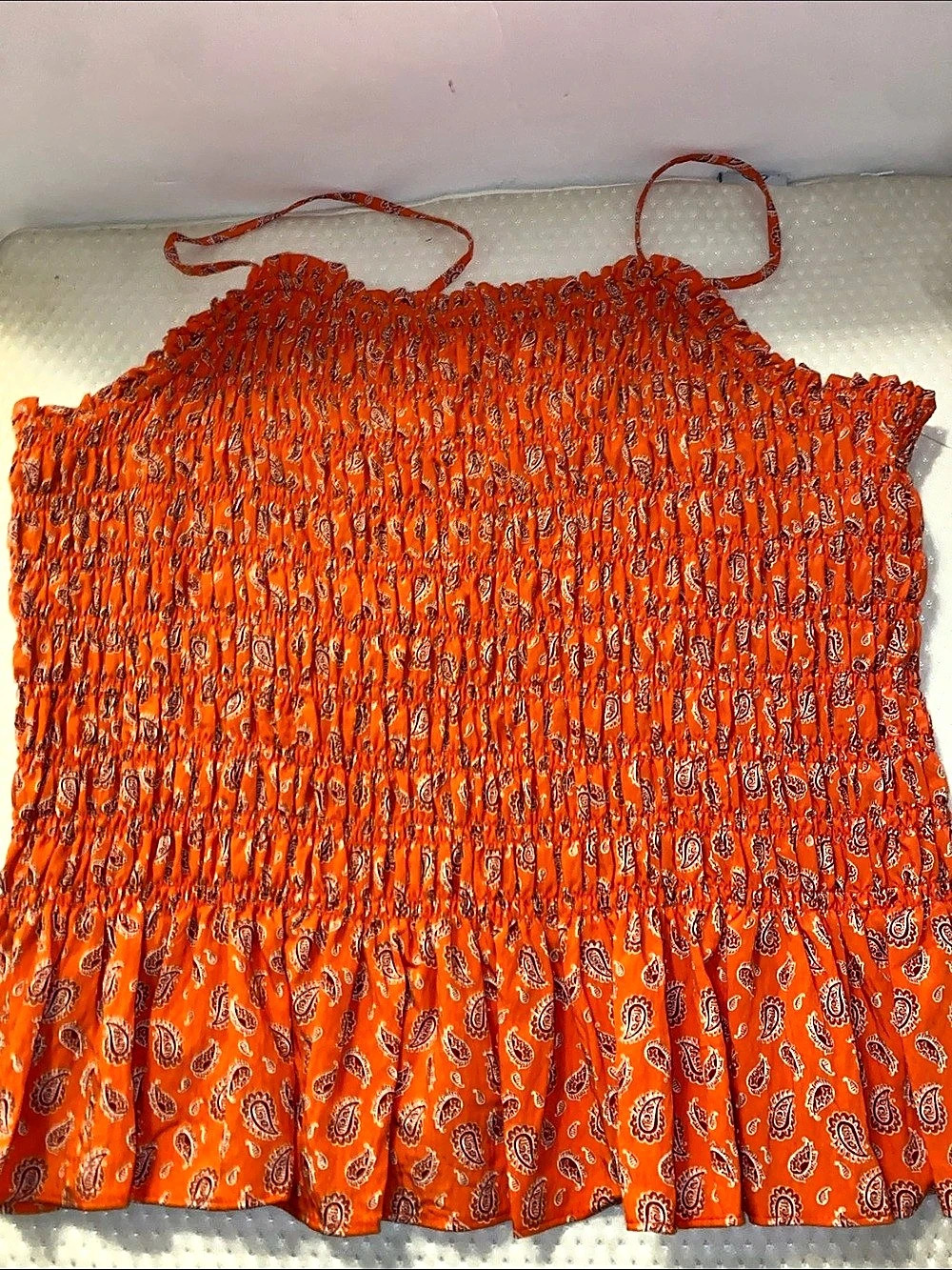 Time and Tru Paisley Smocked Crop Top in Orange Size XXXL (22)